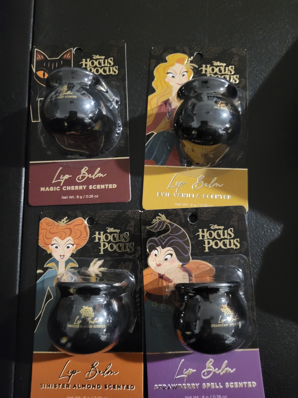 4 Pack nwt Disney Hocus Pocus Scented Lip Balms